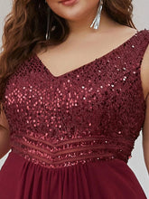Load image into Gallery viewer, Elegant dresses Plus size Evening Dresses V-Neck Sleeveless A-LINE Sequin Floor-Length Gown 2023 ever pretty of Burgundy Elegant Prom Dress Wome