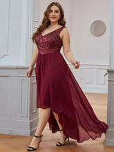 Load image into Gallery viewer, Elegant dresses Plus size Evening Dresses V-Neck Sleeveless A-LINE Sequin Floor-Length Gown 2023 ever pretty of Burgundy Elegant Prom Dress Wome