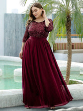 Charger l'image dans la galerie, Robes élégantes Robes élégantes pour femmes de grande taille longue robe trapèze à manches longues et col rond 2023 Ever Pretty of Sequin Elegant Bridesmaid Women Dress