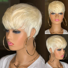 Load image into Gallery viewer, WIGERA Highlight Synthetic Wigs Short Straight Pixie Cut Hair Bob Wig Honey Gold Mix Black Hair For Woman