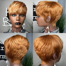 Load image into Gallery viewer, WIGERA Highlight Synthetic Wigs Short Straight Pixie Cut Hair Bob Wig Honey Gold Mix Black Hair For Woman