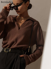 Load image into Gallery viewer, Bornladies Winter Thick Women Knitted Suits Cashmere Soft 2 Pieces Sets Female Polo Neck Sweater & Wide Leg Pants Knitted Outfit