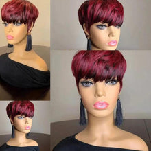 Load image into Gallery viewer, WIGERA  Highlight Synthetic Wigs Short Straight  Pixie Cut Hair Bob Wig Honey Gold Mix Black  Hair For Woman
