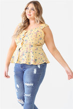 Load image into Gallery viewer, Plus Floral Button-up Sleeveless Flare Hem Top
