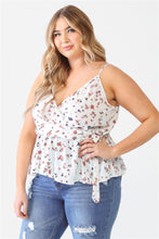 Load image into Gallery viewer, Plus Floral Sleeveless Wrap Neck Flare Hem Top
