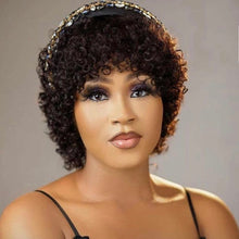 Load image into Gallery viewer, Pixie Cut Wig Human Hair Short Curly Human Hair Wigs For Women Human Hair Cheap Full Machine Wigs Short Curly Bob Wig With Bangs
