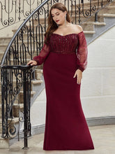Charger l'image dans la galerie, Robes élégantes Robe de soirée grande taille en dentelle à paillettes scintillantes et manches en maille sirène 2023 Ever Pretty Magnifiquerobe de bal grande taille pour femmes
