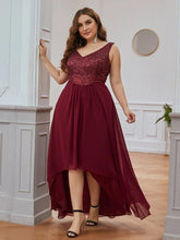 Load image into Gallery viewer, Elegant dresses Plus size Evening Dresses V-Neck Sleeveless A-LINE Sequin Floor-Length Gown 2023 ever pretty of Burgundy Elegant Prom Dress Wome
