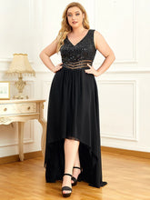 Load image into Gallery viewer, Elegant dresses Plus size Evening Dresses V-Neck Sleeveless A-LINE Sequin Floor-Length Gown 2023 ever pretty of Burgundy Elegant Prom Dress Wome
