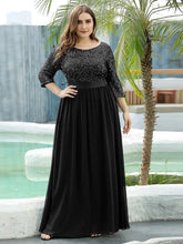 Charger l'image dans la galerie, Robes élégantes Robes élégantes pour femmes de grande taille longue robe trapèze à manches longues et col rond 2023 Ever Pretty of Sequin Elegant Bridesmaid Women Dress 
