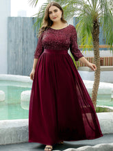 Charger l'image dans la galerie, Robes élégantes Robes élégantes pour femmes de grande taille longue robe trapèze à manches longues et col rond 2023 Ever Pretty of Sequin Elegant Bridesmaid Women Dress 
