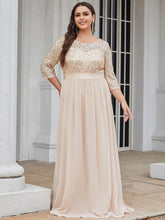 Charger l'image dans la galerie, Robes élégantes Robes élégantes pour femmes de grande taille longue robe trapèze à manches longues et col rond 2023 Ever Pretty of Sequin Elegant Bridesmaid Women Dress 
