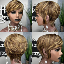 Load image into Gallery viewer, WIGERA  Highlight Synthetic Wigs Short Straight  Pixie Cut Hair Bob Wig Honey Gold Mix Black  Hair For Woman

