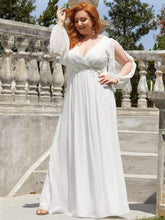Charger l'image dans la galerie, Robes élégantes Plus la taille 9XL robes pour femmes longue une ligne col en V manches longues robe de longueur au sol 2023 Ever Pretty de robe de demoiselle d'honneur pour femmes 
