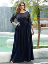 Charger l'image dans la galerie, Robes élégantes Robes élégantes pour femmes de grande taille longue robe trapèze à manches longues et col rond 2023 Ever Pretty of Sequin Elegant Bridesmaid Women Dress 
