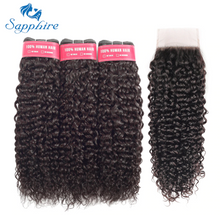 Load image into Gallery viewer, Hair Water Wave Bundles With Closure Curly Brazilian Human Hair Bundles With Closure Mink Brazilian Hair Weave Bundles
