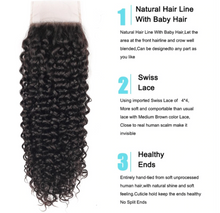 Load image into Gallery viewer, Hair Water Wave Bundles With Closure Curly Brazilian Human Hair Bundles With Closure Mink Brazilian Hair Weave Bundles
