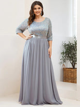 Charger l'image dans la galerie, Robes élégantes Robes élégantes pour femmes de grande taille longue robe trapèze à manches longues et col rond 2023 Ever Pretty of Sequin Elegant Bridesmaid Women Dress 
