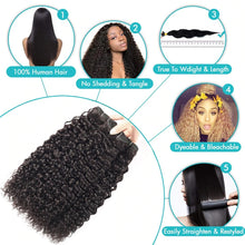 Load image into Gallery viewer, Hair Water Wave Bundles With Closure Curly Brazilian Human Hair Bundles With Closure Mink Brazilian Hair Weave Bundles
